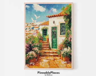 Lisbon Portugal Print: Old Portuguese House Oil Painting (Digital File)