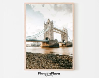 London Tower Bridge Art Print: England Travel Poster (Digital File)