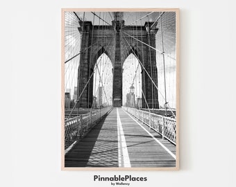 Foto del ponte di Brooklyn: arte murale in bianco e nero di New York City (file digitale)