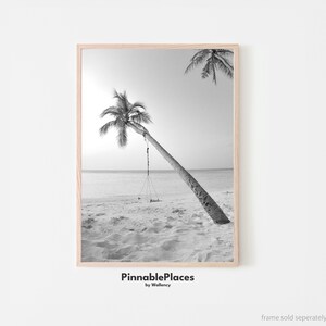 Palm Tree Art Print, Palm Tree Poster, Palm Tree Wall Art, Zwart-wit Foto, Kust Decor, Beach House Decor - Digitaal bestand