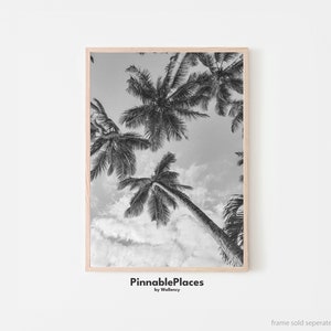 Palm Tree Art Print, Palm Tree Poster, Palm Tree Wall Art, Zwart-wit Foto, Kust Decor, Beach House Decor - Digitaal bestand