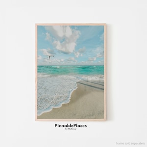 Beach Poster Print, Beach Aerial Print, Miami Beach Photo, Aerial Ocean Wall Decor, Ocean Vibe Print, Beach House Decor - Digital File