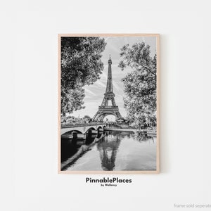 Parijs print, Eiffeltoren poster, Eiffeltoren print, zwart-wit foto, Parijs poster, Parijs wand decor, kunst minnaar cadeau-digitaal bestand