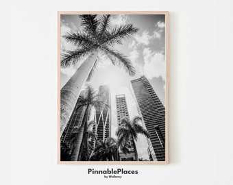 Miami Beach Black and White Photo Print: South Beach Travel Art (Digital File)
