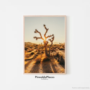 Joshua Tree-poster, Joshua Tree-print, Joshua Tree-foto, Joshua Tree National Park, zonsondergang fotoprint, Mojavewoestijn-print - digitaal bestand