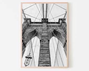Foto del ponte di Brooklyn: arte murale in bianco e nero di New York City (file digitale)