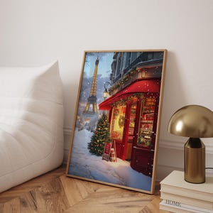 Pôster da Torre Eiffel, Torre Eiffel de Natal, Pôster de inverno de Paris, Arte de parede de Paris, Impressão de arte de Paris, Ideias para presentes de Natal - Moldura opcional