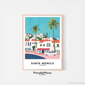 Santa Monica Poster, Santa Monica Art Print, Santa Monica Wall Art, California Travel Art, Henri Matisse Style, Custom Text - Digital File