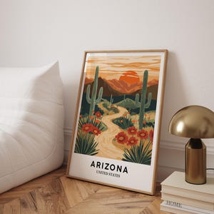 Arizona Druck, Arizona Poster, Kaktus Wandkunst, Arizona Saguaro National Park, Wüstendruck, Südwestern Dekor - Optionaler Rahmen