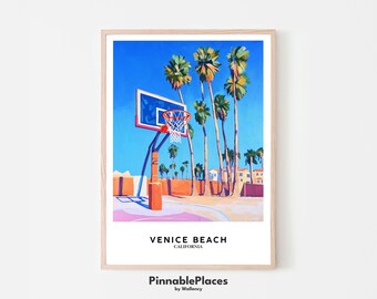 Venice Beach Basketball Court Art Print: California Coastal Decor (Digital File)