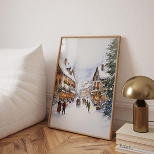 Casas de Vila de Natal, Pôster da Lapônia, Impressão de Neve de Inverno, Arte da Finlândia, Decoração de Natal do País das Maravilhas, Ideias para Presentes de Natal - Moldura Opcional