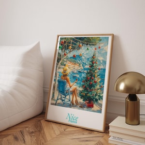Póster de Niza, impresión de Francia, Niza Riviera Francesa, impresión de la Costa Azul, póster de la Costa Azul, regalos de viaje, ideas para regalos de Navidad (marco opcional)