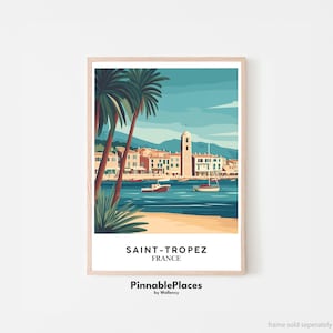 Saint-Tropez Poster, Saint-Tropez Print, St Tropez Painting, French Riviera, France Art Print, Travel Print, Custom Text - Digital File