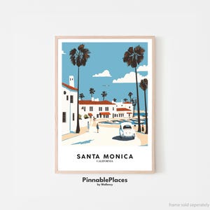 Santa Monica Poster, Santa Monica Art Print, Santa Monica Wall Art, California Travel Art, Henri Matisse Style, Custom Text - Digital File