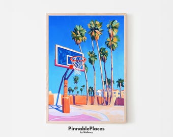 Venice Beach Basketball Court Art Print: California Coastal Decor (Digital File)