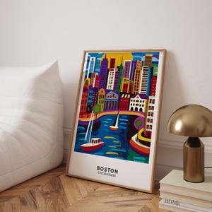 Cartaz de Boston, Impressão de Arte de Boston, Arte de Parede de Boston, Cartaz de Viagem à Cidade de Boston, Impressão do Porto de Boston, Cartaz de Massachusetts - Moldura Opcional