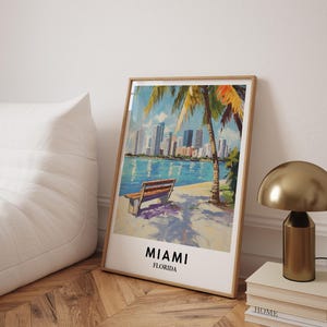 Miami poster, Miami Art Print, Miami schilderij, Miami Wall Art, Florida poster, Miami Travel Print, verjaardagscadeau - optionele lijst