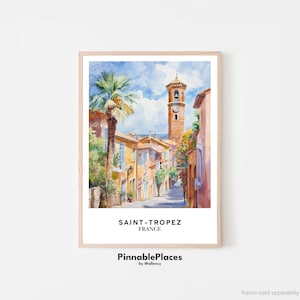 Saint-Tropez Poster, Saint-Tropez Print, St Tropez Painting, French Riviera, France Art Print, Travel Print, Custom Text - Digital File