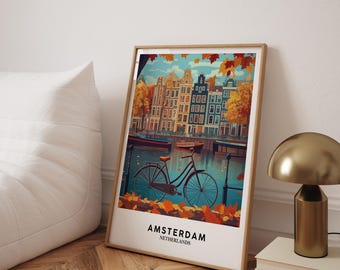 Amsterdam Canal Art Print: Netherlands Travel Poster