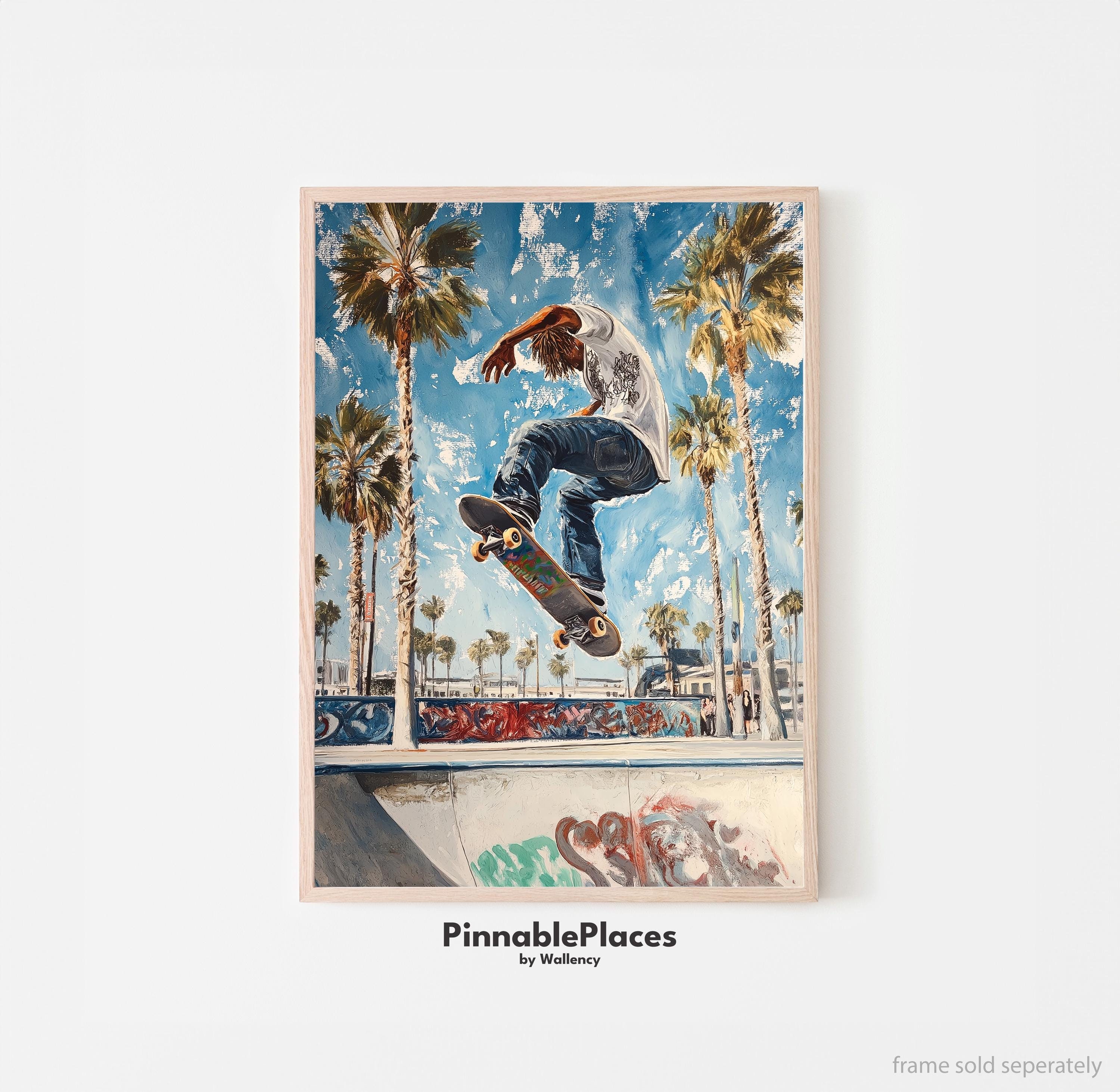 ベニスビーチスケートパークのポスター：グアッシュスタイルのスケート