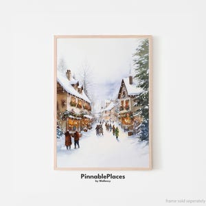 Christmas Village Houses, Winter Snowy Print, Wonderland Christmas Decor, Cozy Christmas Wall Art, Christmas Gift Ideas - Digital File