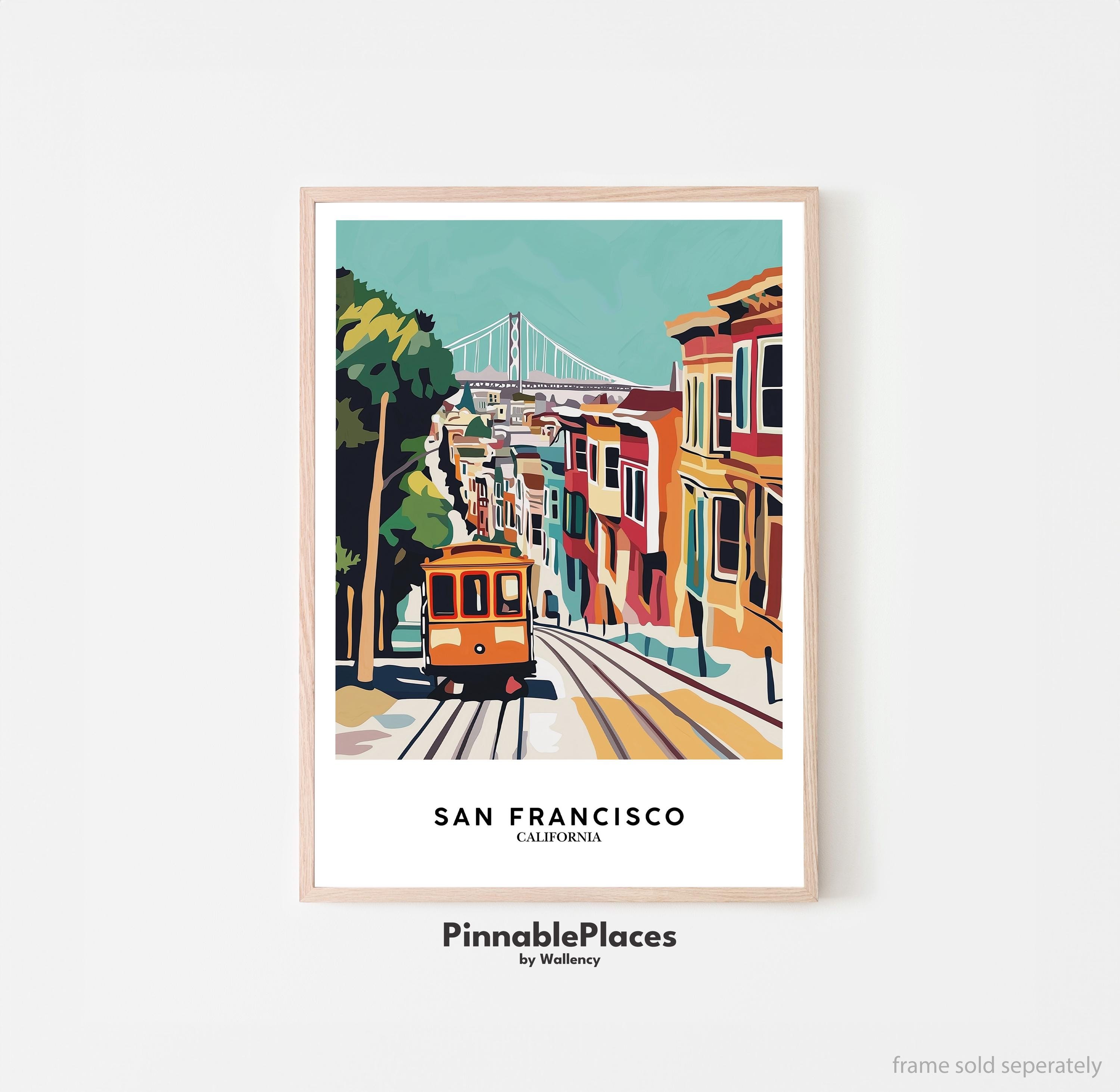 サンフランシスコ旅行版画：ゴールデンゲートブリッジ、マティス風