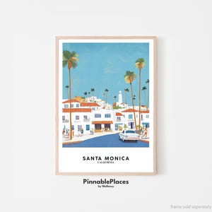 Santa Monica Poster, Santa Monica Art Print, Santa Monica Wall Art, California Travel Poster, Los Angeles Travel, LA Art - Digital File