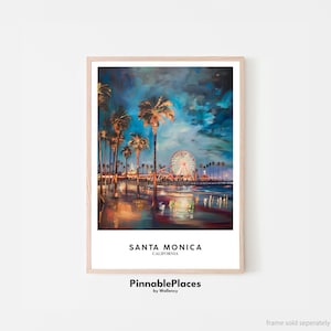 Santa Monica Poster, Santa Monica Art Print, Santa Monica Wall Art, California Travel Wall Art, Home Decor, Birthday Gifts - Digital File