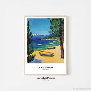 Lake Tahoe print, Lake Tahoe poster, Lake Tahoe kunst aan de muur, Lake Tahoe reizen, Emerald Bay Tahoe Art, Sierra Nevada Mountains-digitaal bestand