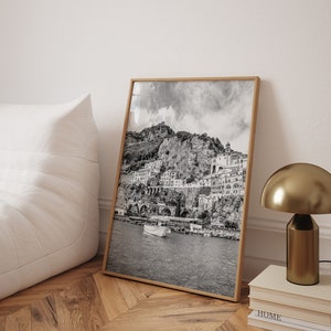 Amalfi Coast Photo Print, Amalfi Poster, Black and White Photo, Positano Italy Print, Italy Poster, Capri Photography Print - Optional Frame