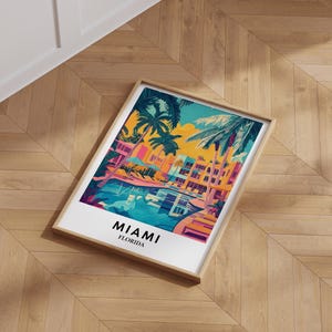 Miami poster, Miami Art Print, Miami schilderij, Florida poster, Miami Travel Print, zwembad print, verjaardagscadeau - optionele lijst