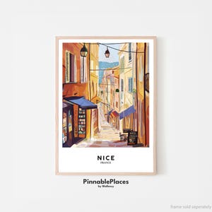 Bonito póster, bonita impresión, bonito arte mural, bonita ilustración, impresión de la Riviera Francesa, impresión de Francia, póster de la Costa Azul - Archivo digital
