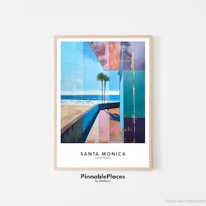 Santa Monica Poster, Santa Monica Art Print, Santa Monica Wall Art, California Travel Wall Art, Home Decor, Birthday Gifts - Digital File