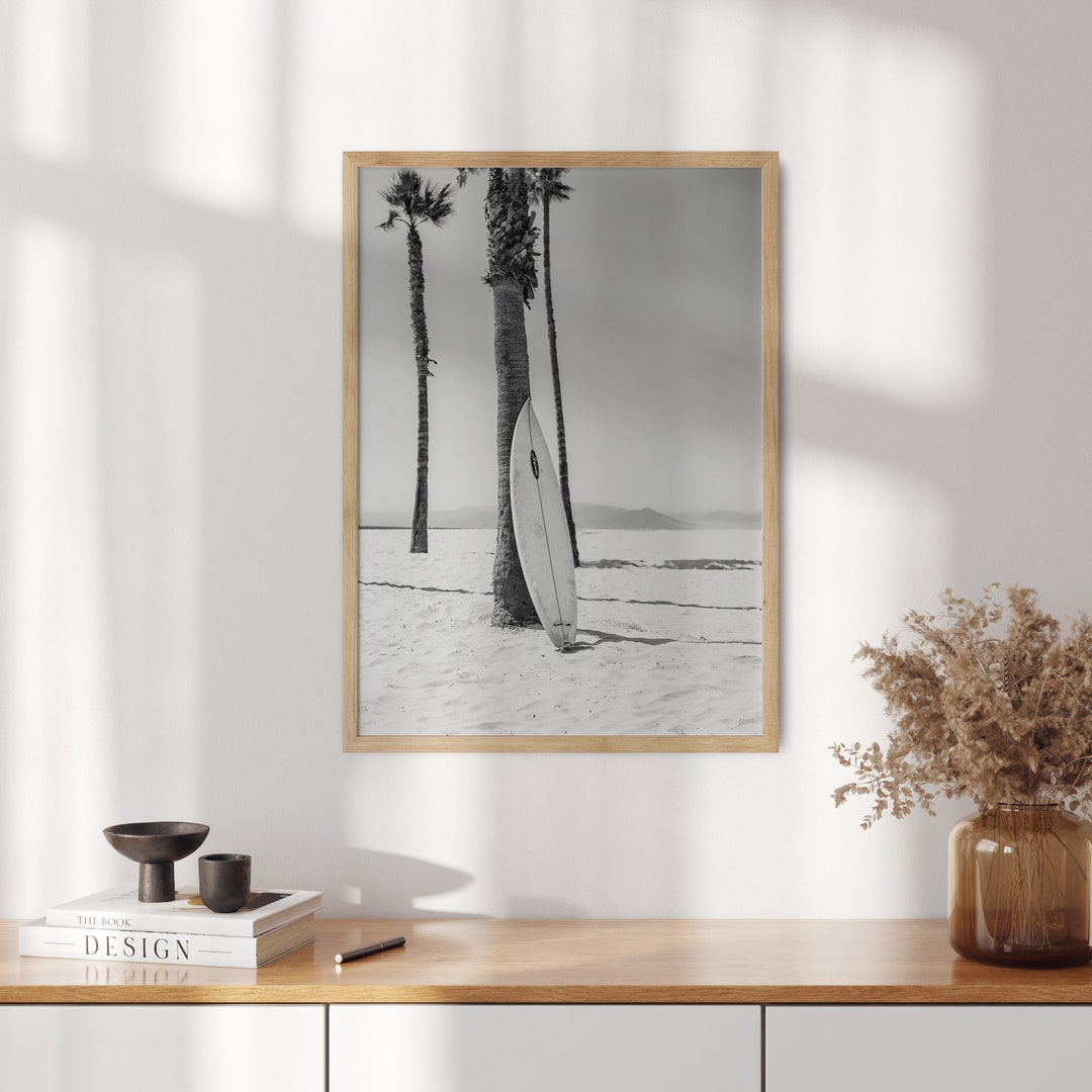 Black and White Surfboard Beach Photo: California Coastal Art - Etsy