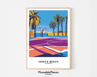 Venice Beach Basketball Court Art Print: California Coastal Decor (Digital File)