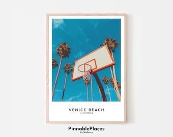 Venice Beach Basketball Court Art Print: California Travel Poster (Digital File)