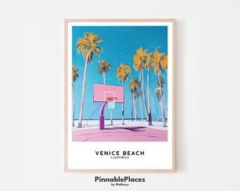 Venice Beach Basketball Court Art Print: California Coastal Decor (Digital File)