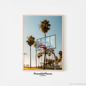 Foto de la cancha de baloncesto, impresión de la cancha de baloncesto, cartel de Venice Beach, impresión de la playa de viajes de California, decoración de la casa de la playa - archivo digital