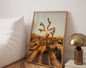 Joshua Tree Sunset Photo Print: Mojave Desert Art - Optional Frame