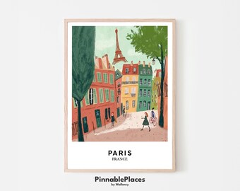Impresión artística de París: Torre Eiffel, estilo gouache (archivo digital)