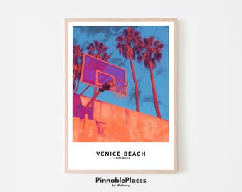 Venice Beach Basketball Court Art Print: California Coastal Decor (Digital File)