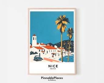 Póster de viaje por la Riviera Francesa: Impresión artística de Niza (Archivo digital)