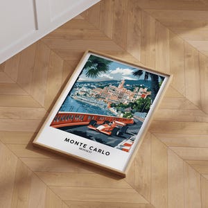 モナコ F1 ポスター、モナコ グランプリ プリント、フォーミュラ 1 ウォール アート、モナコ アート プリント、モナコ トラベル プリント、モンテ カルロ ポスター - オプションのフレーム