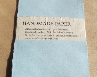 Blue Handmade Paper- made from eco friendly recycled Newsletters-Recycled Handmade Paper