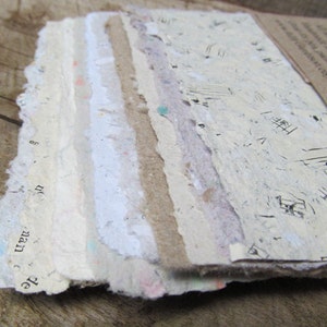 Upcycled Handmade Paper from Recycled materials. Eco Friendly, Mixed Textures, 8 1/2 x 5.5 inches-Recycled Handmade Paper image 2