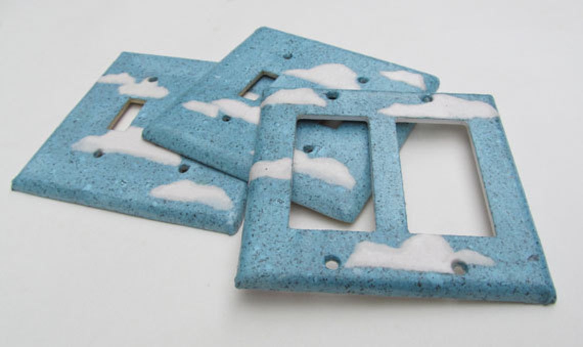 Decorative Cloud Light Switch Platesrecycled Handmade Paper Etsy