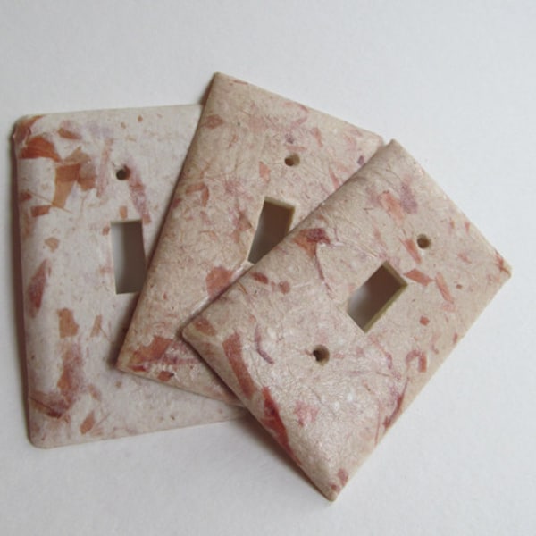 Decorative Onion Skin Light Switch Plates, Handmade paper from onion skins and cotton T-shirts, earth friendly wall art