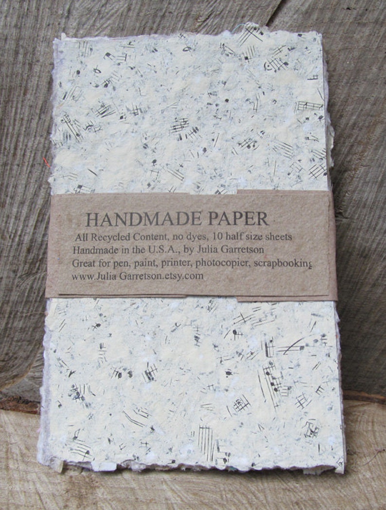 Upcycled Handmade Paper from Recycled materials. Eco Friendly, Mixed Textures, 8 1/2 x 5.5 inches-Recycled Handmade Paper image 1