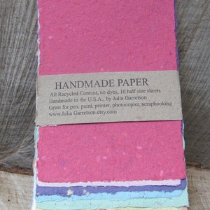 Upcycled Handmade Paper from Recycled materials. Eco- Friendly, Mixed Rainbow Reclaimed colors, 8 1/2 x 5.5 inches-Recycled Handmade Paper