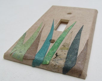 Grass wall decor Upcycled Light Switch Plates, handmade paper from reclaimed materials, earth friendly wall art-Recycled Handmade Paper